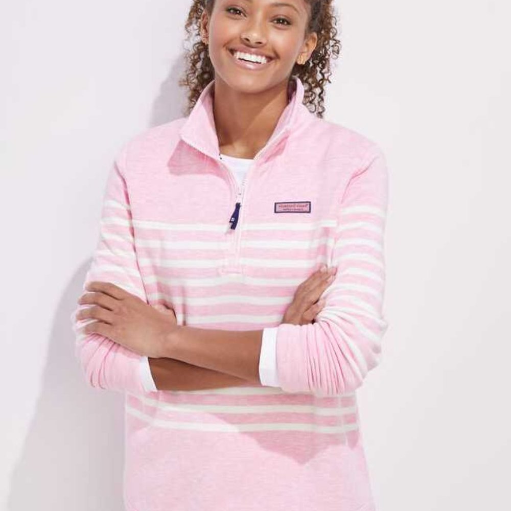 NEW PINK VINEYARD VINES DREAMCLOTH PLACED STRIPE RELAXED SHEP SHIRT SWEATER - Picture 10 of 12